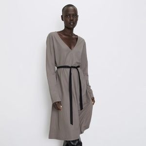 NWT Zara Belted Dress. Mink Color. Size M